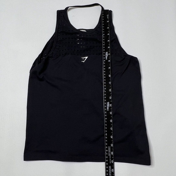 Gymshark Size XS Energy Seamless Loose Tank, Color Black, Laser Cut Out, Logo - Picture 4 of 7
